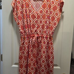 Charlie Paige Orange and Pink Patterned Dress